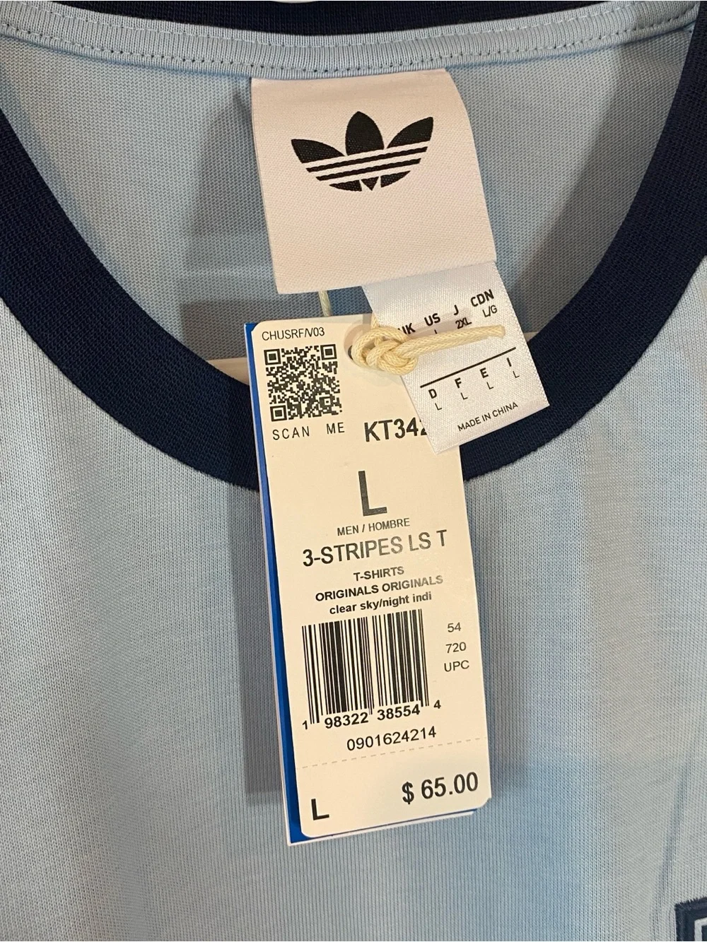 Adidas X Oasis Originals Tour 3-Stripes Long Sleeve T-shirt Blue KT3427 - Large